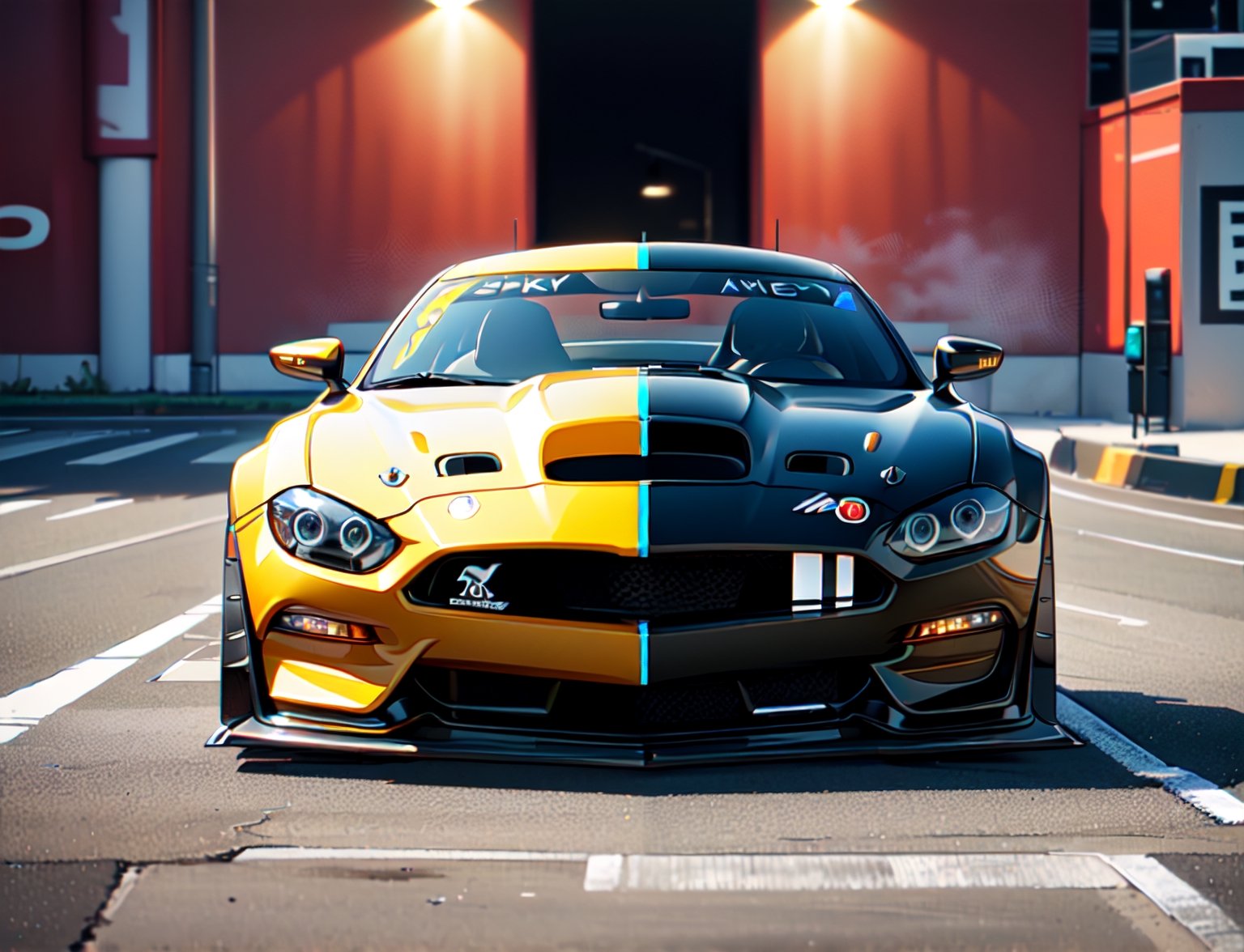 (best quality,4k,8k,highres,masterpiece:1.2),ultra-detailed, ((a customized car)), ((Shelby American)), ((street racer)), ((beautiful paintjob)), ((bodykit)), ((fully detailed)), illustration, vivid colors
