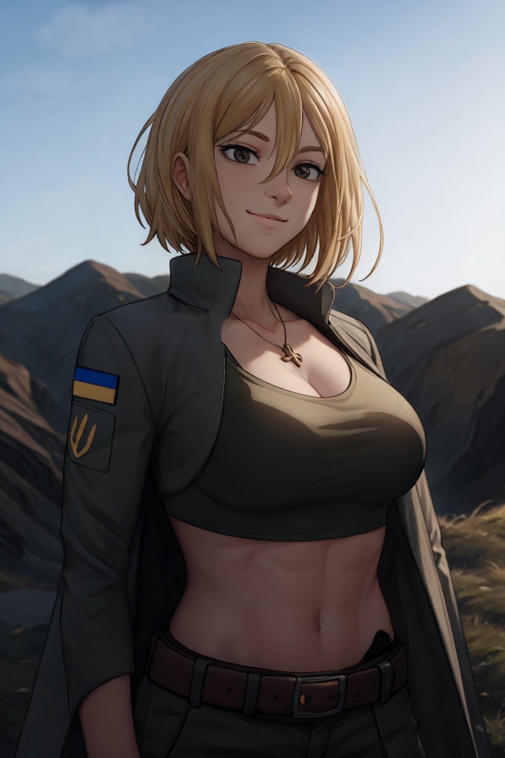 ARTSTYLE_AromaSensei_ownwaifu, Marichka\(Azov Chan\), 1girl, military uniform, 