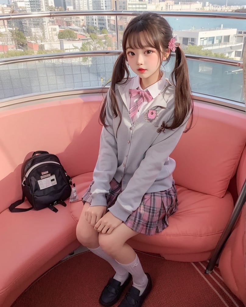 school uniform, gray, pink