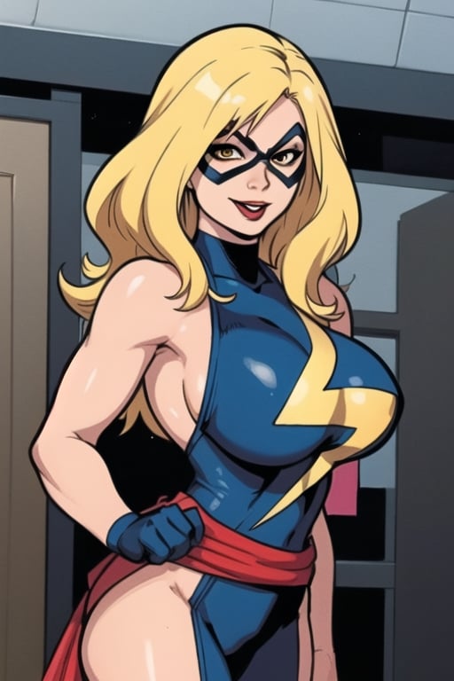 Ms.Marvel, big_boobies, happy_face, yellow_hair, seductive_pose