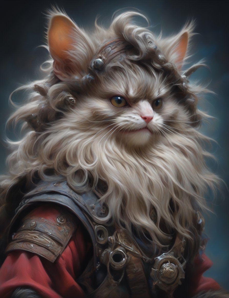 Close up, head and shoulders portrait, anthropomorphic Hybrid (maine coon cat), squid, roaring, pirate clothing, pirate headband, (marmoset:2.2) traits, pirate animal oni, wearing pirate crew clothing, (leather armor1.5) , (oil painting:2), thin and smooth lines, long strokes, light and delicate tones, clear contours, cinematic quality, dark background, dramatic lighting, (art by Jeremy Mann, Peter Elson, Alex Maleev, Ryohei Hase, Raphael Sanzio, Pino Daheny, Charlie Bowater:2), Albert Joseph Penot, Ray Caesar, highly detailed, hr giger, gustave dore, Stephen Gammell, masterpiece of layered portrait art, techniques used: sfumato, chiaroscuro, atmospheric perspective, oil paint , esao andrews,oil painting,style,concept