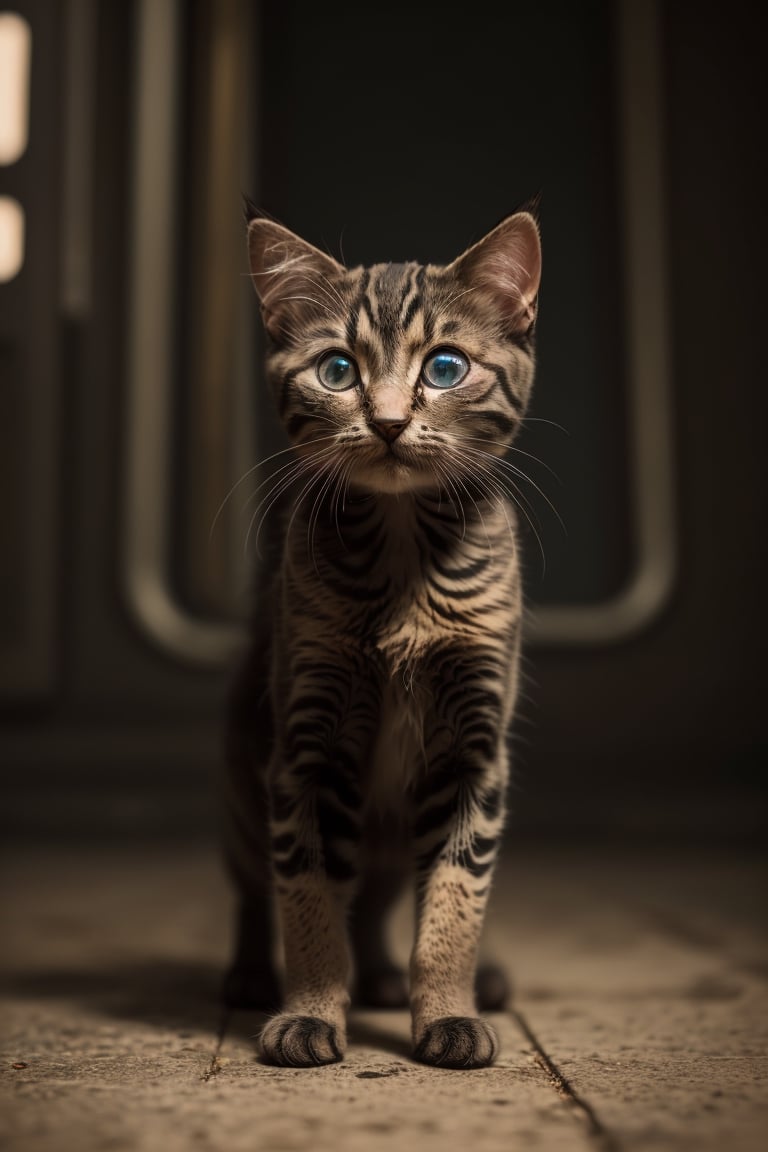 a cute kitten made out of metal, cyborg, cyberpunk style, ((intricate details)), hdr, ((intricate details, hyperdetailed)), cinematic shot, vignette

