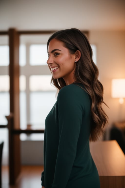 looking straight ahead, side_view,1girl, solo, long hair, smile, brown hair,
,warrior,beauty,gorgeous