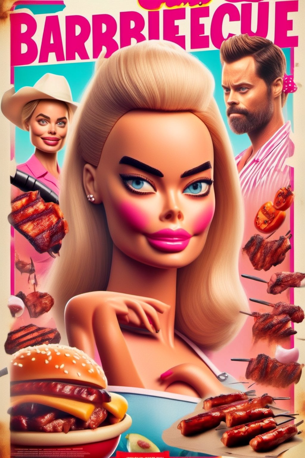 Movie poster page "Barbiecue" starring Margot Robbie and BBQ.