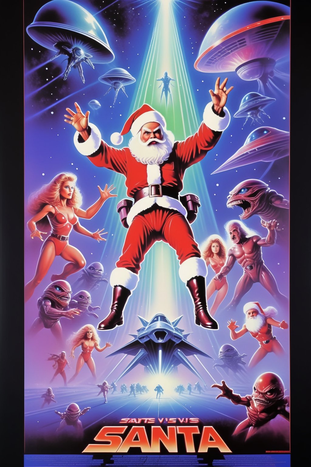 Movie Poster - 1985 Drew Struzan movie poster of Santa vs Aliens,thm style