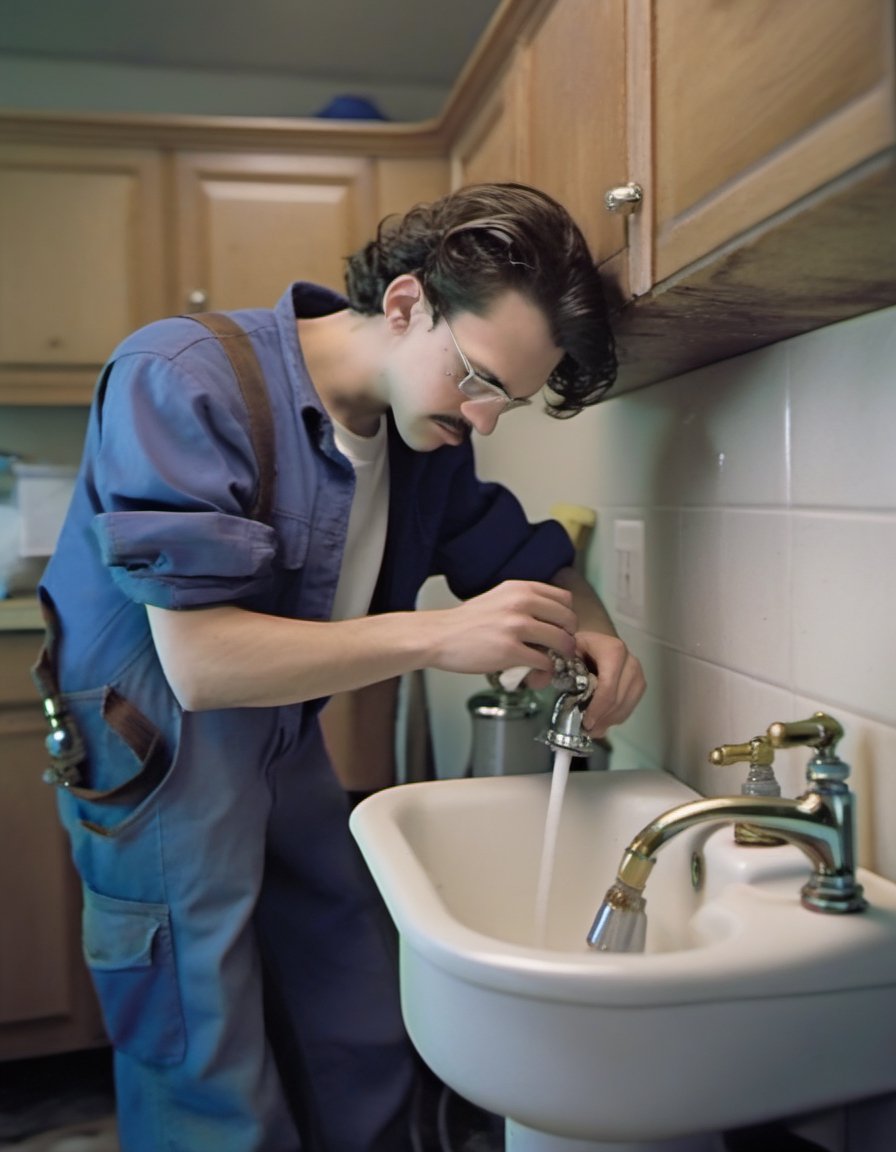 H4ck3rm4n Hackerman working as a plumber fixing leaky faucet