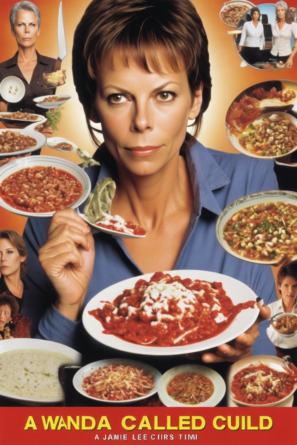 Movie poster page "A Dish Called Wanda" starring Jamie Lee Curtis. text logo ""A Dish Called Wanda"
