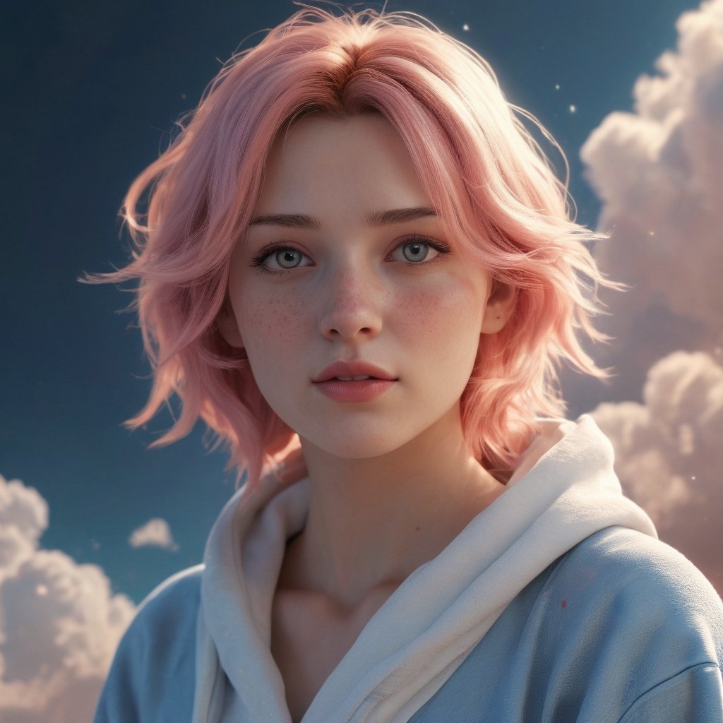 Beautiful young woman with a seductive voice for an AI assistant has led to broken hearts everywhere. She is depicted in 3D B&F style using the Octane render engine at 4K resolution and a focal length of 35mm film still, featuring details onblett's face which appears blue due to her rose color palette being edited from ediwork.ie artHarpifiade by Katsuhiro Otomo final fantasy marxiv rabbit love anime gorgeous camera tiny cozy livingcalf robes amber and gold colors water Octane render of nature on space clouds flying over us