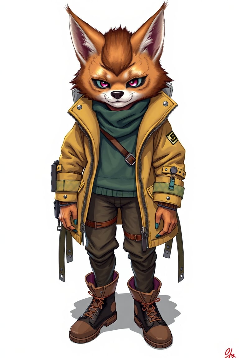 Inspired by Peter Elson and Yoshitaka Amano's unique styles, this fashion-forward illustration features a furry character, reminiscent of Erardasley. The artwork is clean, detailed, and vibrant, employing the latest in unreal engine 3D technology to create an isometric model. It captures the essence of popular trends found on ArtStation, while also paying homage to the gritty realism of The Walking Dead's anime-style drawings.