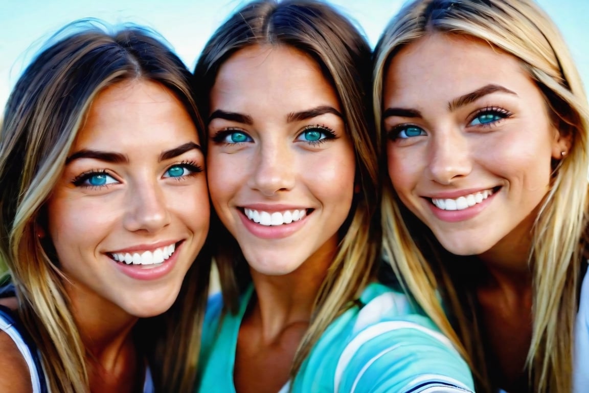 'a couple of women standing next to each other, sexy girl with green eyes, in love selfie, sky blue eyes, high school, tongue, palm springs, long eyelashes, isabella, lacrosse player, loving embrace, f/15, her friend, aniston, highlights, friendly, with a white, mutud colors, black circle, kids, front page