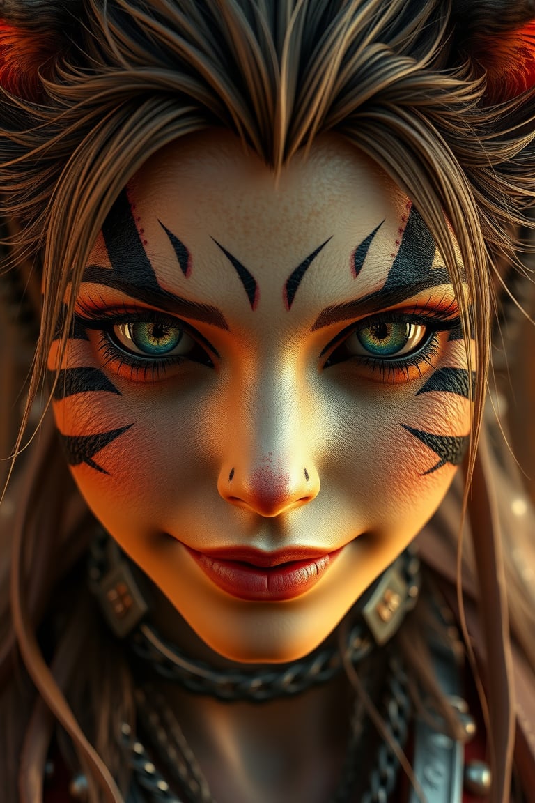 Mad Max furries and cyborg. intricate abstract, ultra intricately detailed 3D render, global illumination, by Beksinski's Ilya Prima's striped eyes with kind smile her hair, rembrandt, style from Anime series CGSociety,hyper realistic, 4k HDR, octane render, photographic, highajic, very stylish young James Audrey as Ayanamiyareenshotatalieocalyptic after 