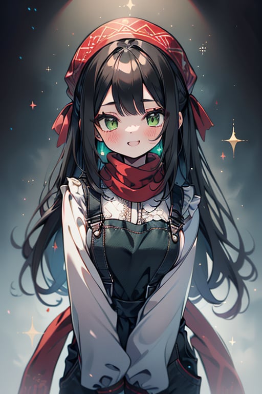 She is a woman of immeasurable beauty, black hair, long hair, red scarf on her head, preteen, girl, 13 years old, green eyes, gesticulated look, happy, egocentric, beautiful clothes, medium breasts, a masterpiece, detailed, high quality, very high resolution , peasant clothes, perfect face, poor, overalls, masterpiece, good quality, excellent quality.
