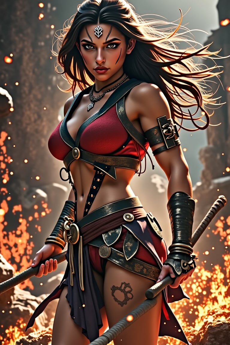 Angry Savage Barbarian woman with sexy body Tall Muscular Ready to attack,ct-savaga,Spider spirit Fourth sister, detail, beautiful, masterpiece, 16k