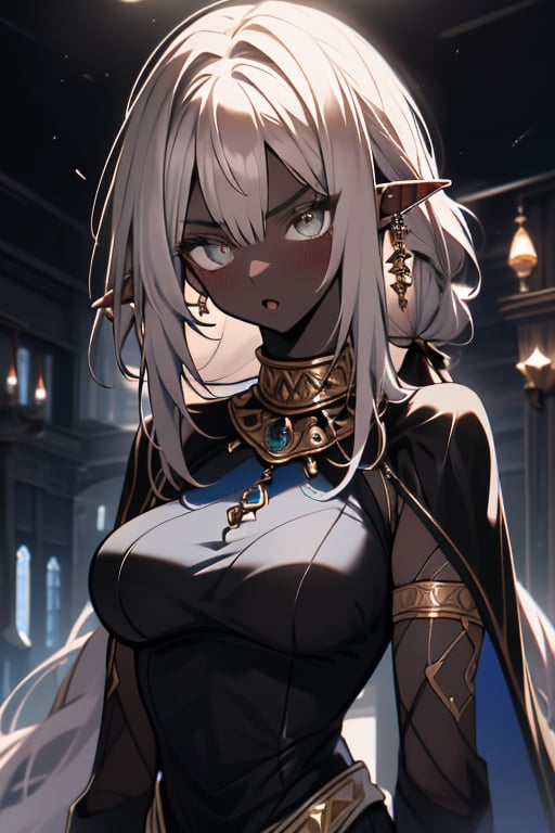 grey_hair, elf, brown skin,nilou oufit, silver and gold jewelry,masterpiece, detailed, high quality, absurd,
not furry, black cape, black hood, evil, inhuman face, indiferent face, walk on water, black room, night, hair over one eye, medium breasts, assasin expression, neutral face, ambar eyes, large hair, angry face.



,nilou_genshin,niloudef