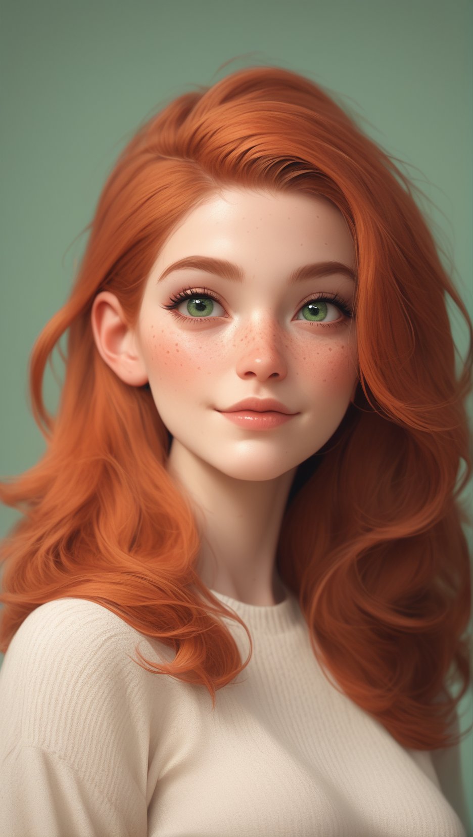 score_9, score_8_up, score_7_up, rating_questionable, girl, freckles, extremely attractive, adorable, cute, extremely pale skin, orange hair, green eyes, light directed at face, light illuminating face, 8k, redhead 