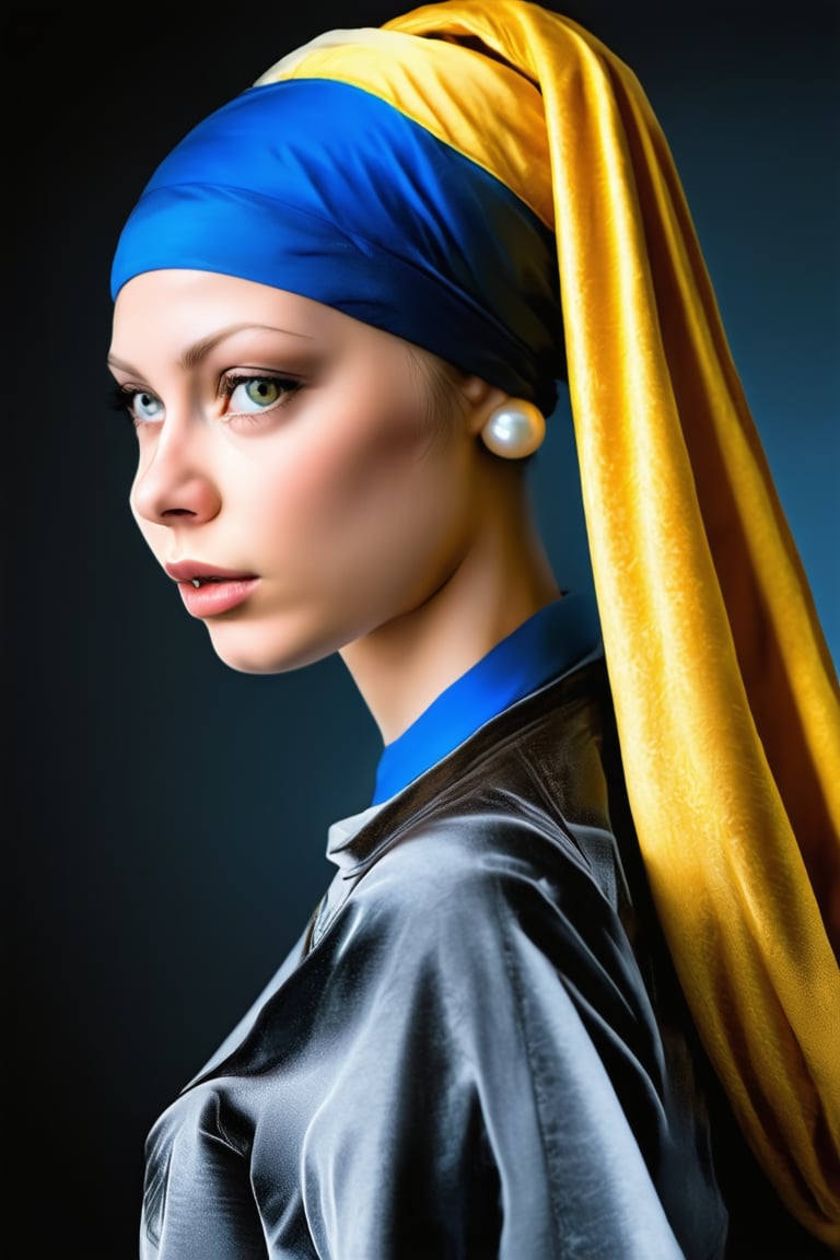 1girl, girl with a pearl earring, vermeet, photograph, art parody, realistic