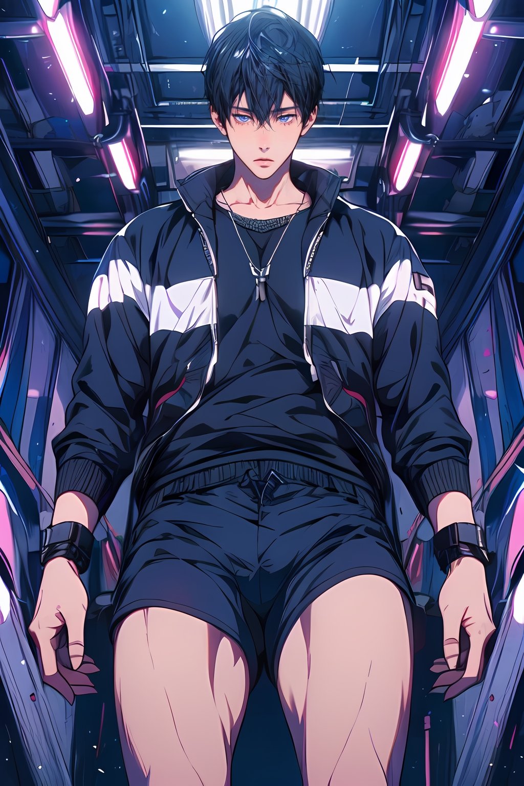 (1boy)  , best quality, ultra high res, ultra detailed, cinematic lighting, soft lights, (masterpiece, high quality:1.4), 
nanase_haruka
niji
boner, shorts