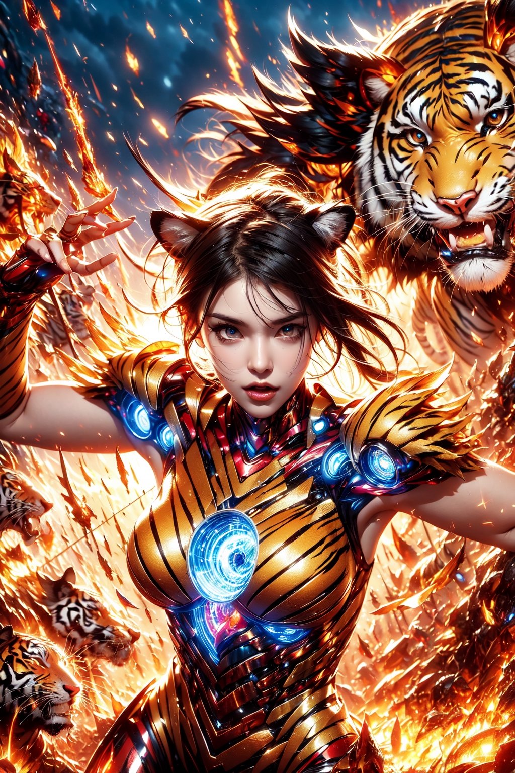 (tiger metal:1.2),iron woman