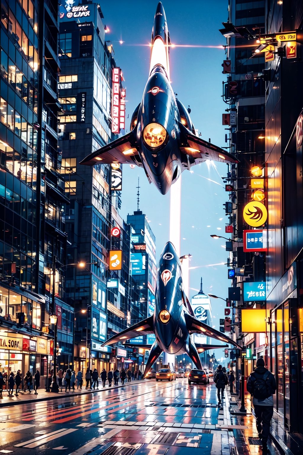 spaceship,street scenery