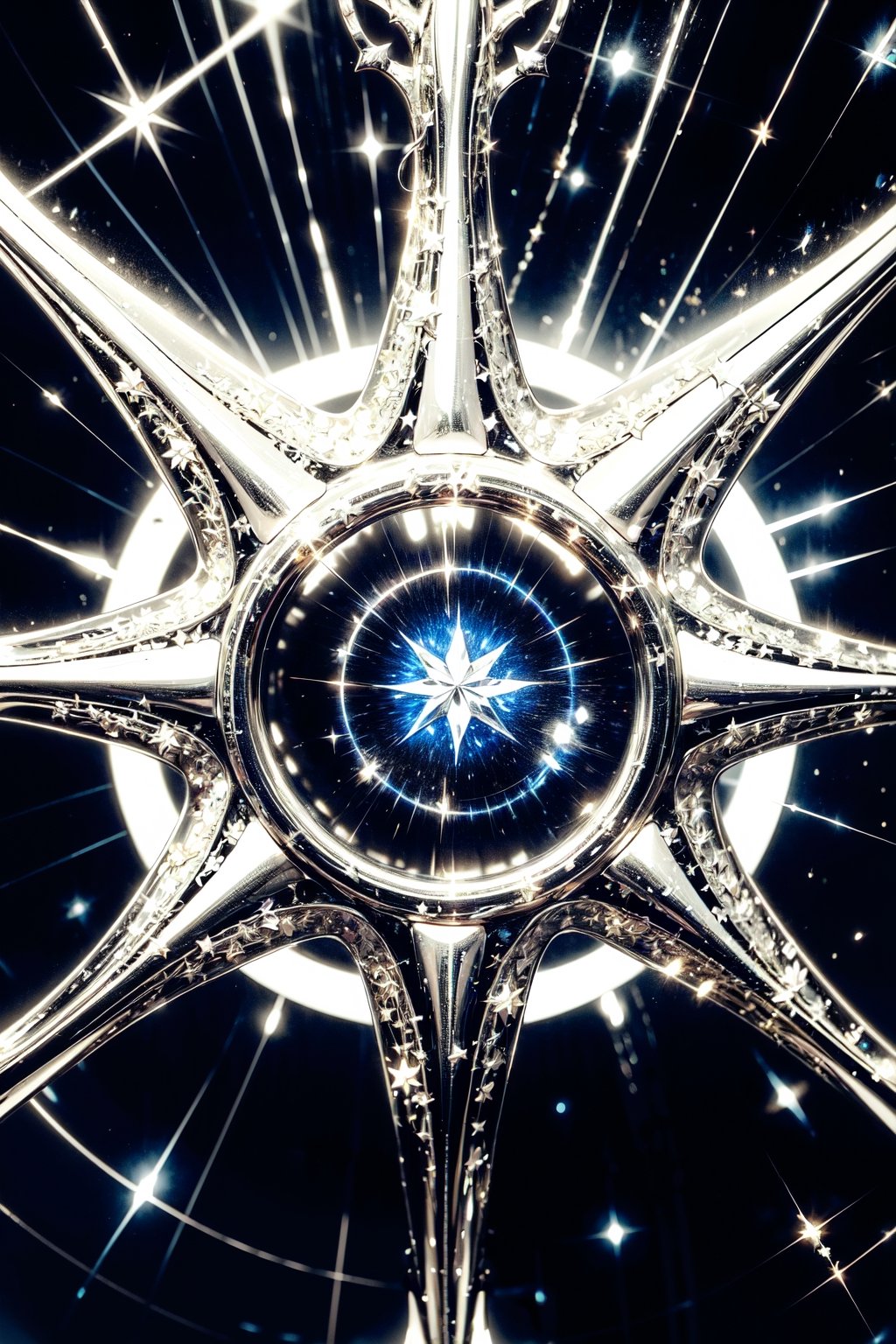 six pointed star,magic_circle.Black and white entanglement,crystal and silver entanglement,