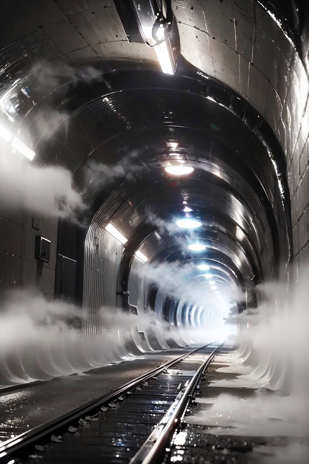 (tunnel:1.3),(complex fog structure:1.5),space background,Black and white entanglement, crystal and silver entanglement,