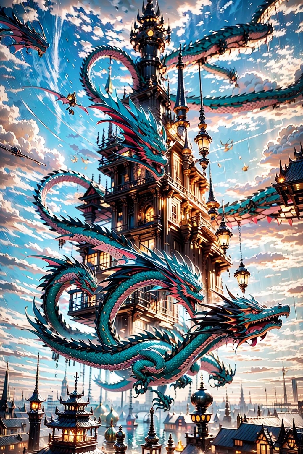 Floating city,dragon