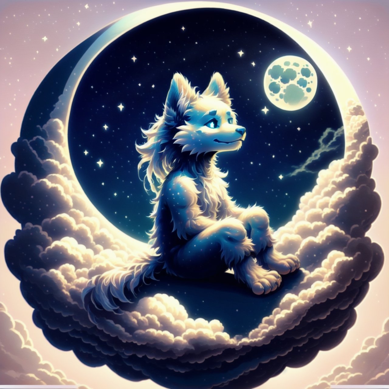 , scruffy_fluff, logo, sitting moon, FurryCore, two_moon's, cloud border background