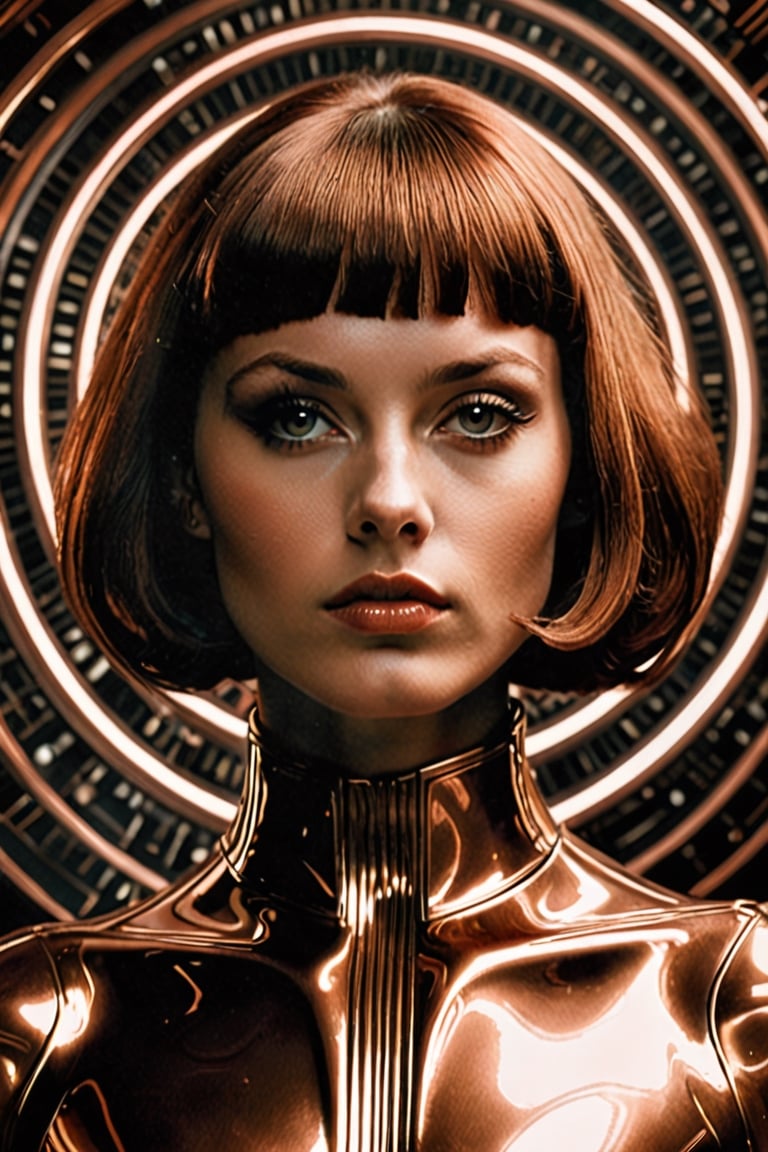 (((iconic futuristic-sci-fi girl but extremely beautiful)))
(((Monochrome copper solid colors)))
(((Chiaroscuro background)))
(((view macro zoom, close up )))
(((open spaces mystical background)))
(((intricate details,masterpiece,best quality,hyperrealistic,)))
(((gorgeous,voluptuous)))
(((by Michael Curtiz style, by Diane Arbus style)))