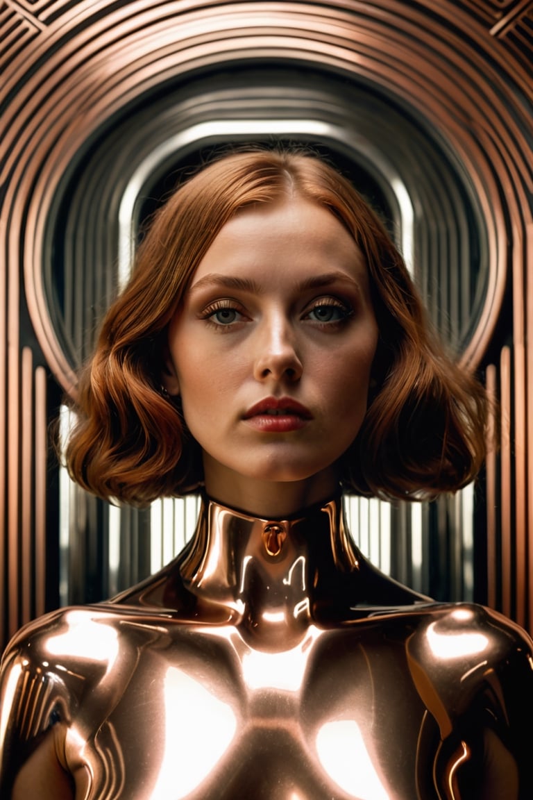 (((iconic futuristic-sci-fi girl but extremely beautiful)))
(((Monochrome copper solid colors)))
(((Chiaroscuro background)))
(((view macro zoom, close up )))
(((open spaces mystical background)))
(((intricate details,masterpiece,best quality,hyperrealistic,)))
(((gorgeous,voluptuous)))
(((by Michael Curtiz style, by Diane Arbus style)))