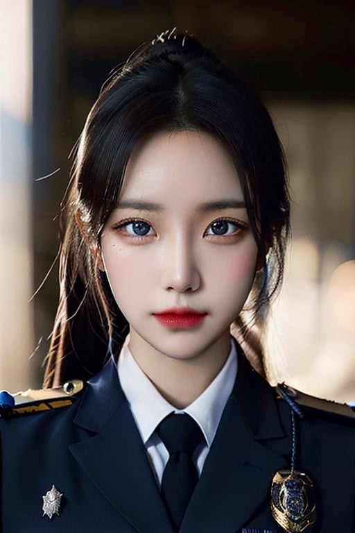 realistic,Korean,4K,female,detailed,Detailedeyes,colored_eyes, police_uniform 