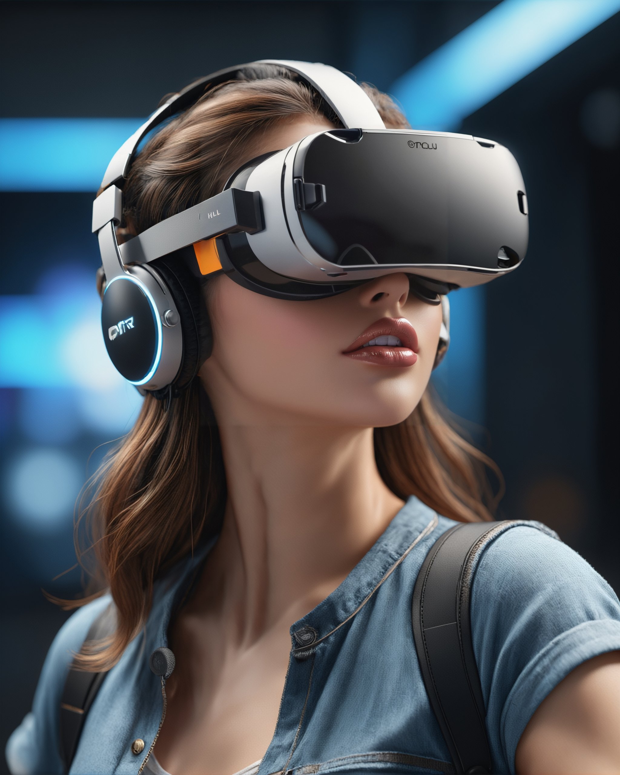 ((She Using VR)),fron view,closeup, realistic, detailed, ultra detailed realistic illustration, ultra high definition, 8k, unreal engine 5, ultra sharp focus, highly detailed, vibrant, cinematic production character rendering, very high quality model, hyper detailed photography, soft light, more detail XL