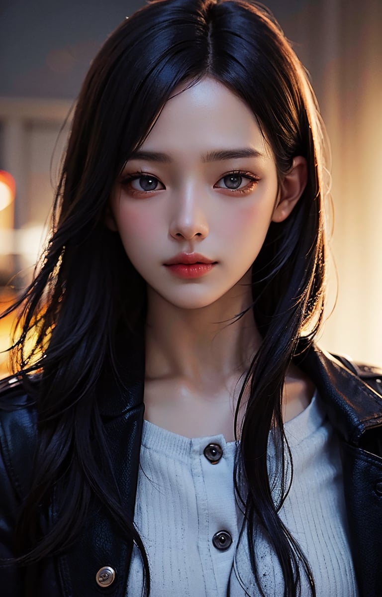 Beautiful girl with realistic black eyes, pale skin, medium length black hair, perfect face, perfect eyes, wearing a coat, very detailed, comprehensive movie, digital painting, 8K, cinematic lighting, highest quality, High resolution, great work, Post-processing, perfect result, surreal
,minji