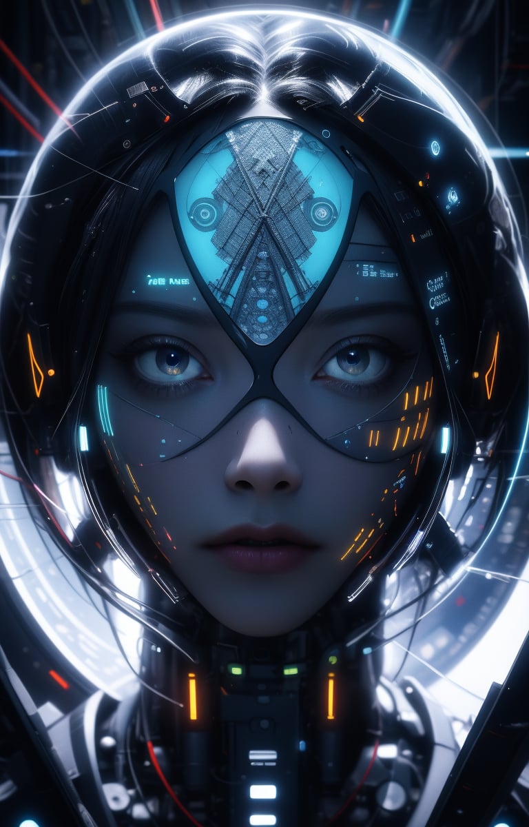 futuristic, mechanical, high tech, black and white grey, metallic, streamlined, complex structure, intricate details, geometric shapes, neon colors, electronic sounds, digital elements, abstract graphics, web, data interaction, virtual reality (skin glow), (highly detailed skin with visible pores), (luxurious decoration: 1.2), (colored eyes: 1.3), pretty. beautiful face. masterpiece, (((((best work of art))))), award winning work, award winning piece, intricate details, attention to detail, futuristic city, full body, futuristic cyber model, cinematic effects, cinematic feeling, surrealism, award winning portrait, realistic design for photo quality, (ultra high resolution, highest quality, reality), complex composition, jiyon,Jiyoung,Japan Hime_cut style