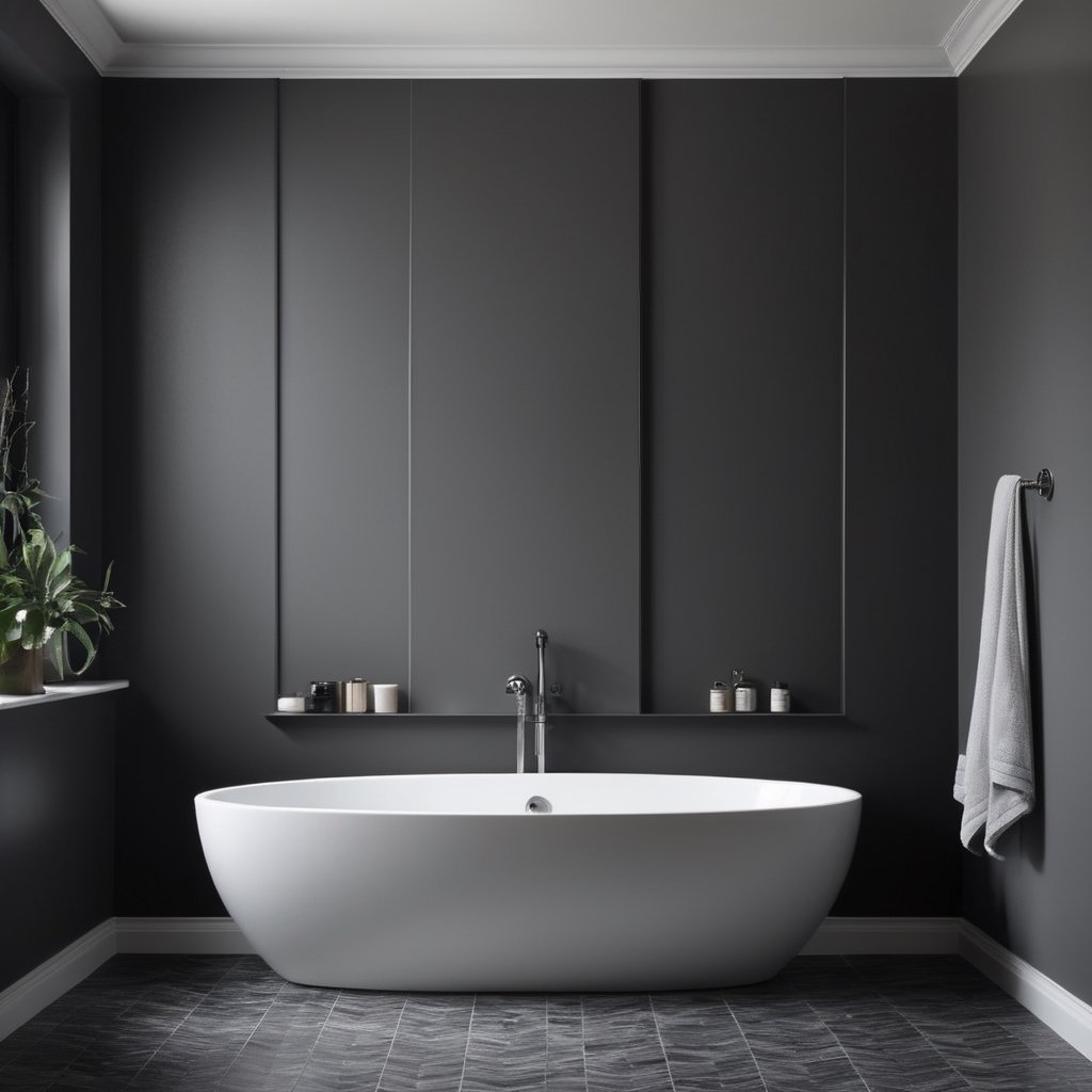 ,realistic grey bathroom wall , dark place 