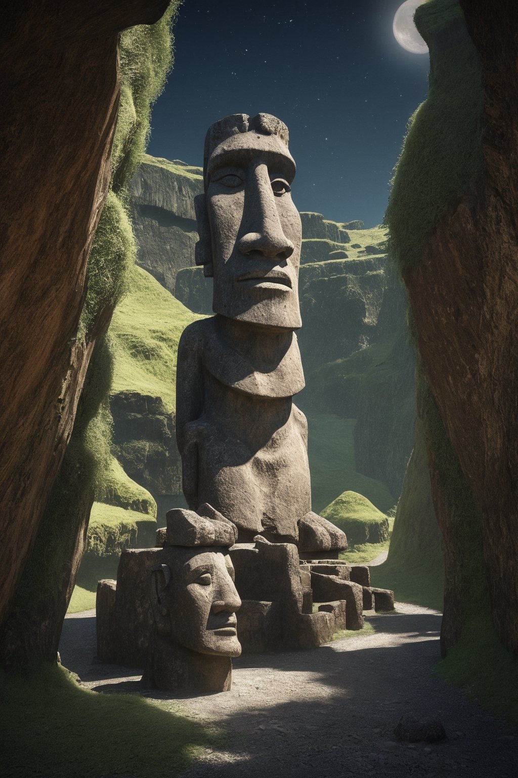 (Ancient megalithic civilization, Azka Lines, on Easter Island:1.5), (The colonial city of the future, in the mist-filled Grand Canyon, on an unknown Earth-like planet, 2 moon on sky, Spaceship flight connects colonies, waterfulls:1.3), (Machu Picchu, a mountain settlement, incredibly spectacular:1.2), (Mario Botta:1.3), (avant-garde, future, reality, science fiction, photorealistic), (modern architecture:1.2), White limestone with black granite, fountain, waterfall, landmark, square, path, narrow street,
(Large Files, Ultra Realistic, 8K, 16k, FHD, HD, VFX, Perfect, Photography, composition, Architecture Sales Photography, Architecture Competition, Ultra High Resolution, Cinematography, High Resolution Image:1.1), (dramatic lighting, direct sunlight, ray tracing, clear shadow:1.2),  (real landscape:1.1), (blurred background:1.0), (urban background, more_details) ,
mayamaze,extrusionbuilding,caveruinsPOV,caveruinsAerial