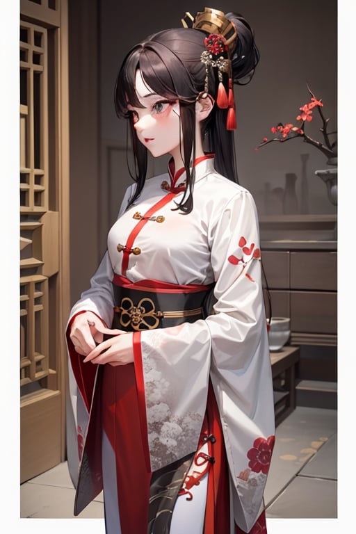 araffe woman with a red dress and a red bow in her hair, geisha hairstyle, palace , a girl in hanfu, chinese princess, ancient chinese princess, traditional chinese, traditional female hairstyles, chinese girl, inspired by Li Mei-shu, chinese woman, wearing ancient chinese clothes, chinese empress, chinese style, hanfu, inspired by Lan Ying