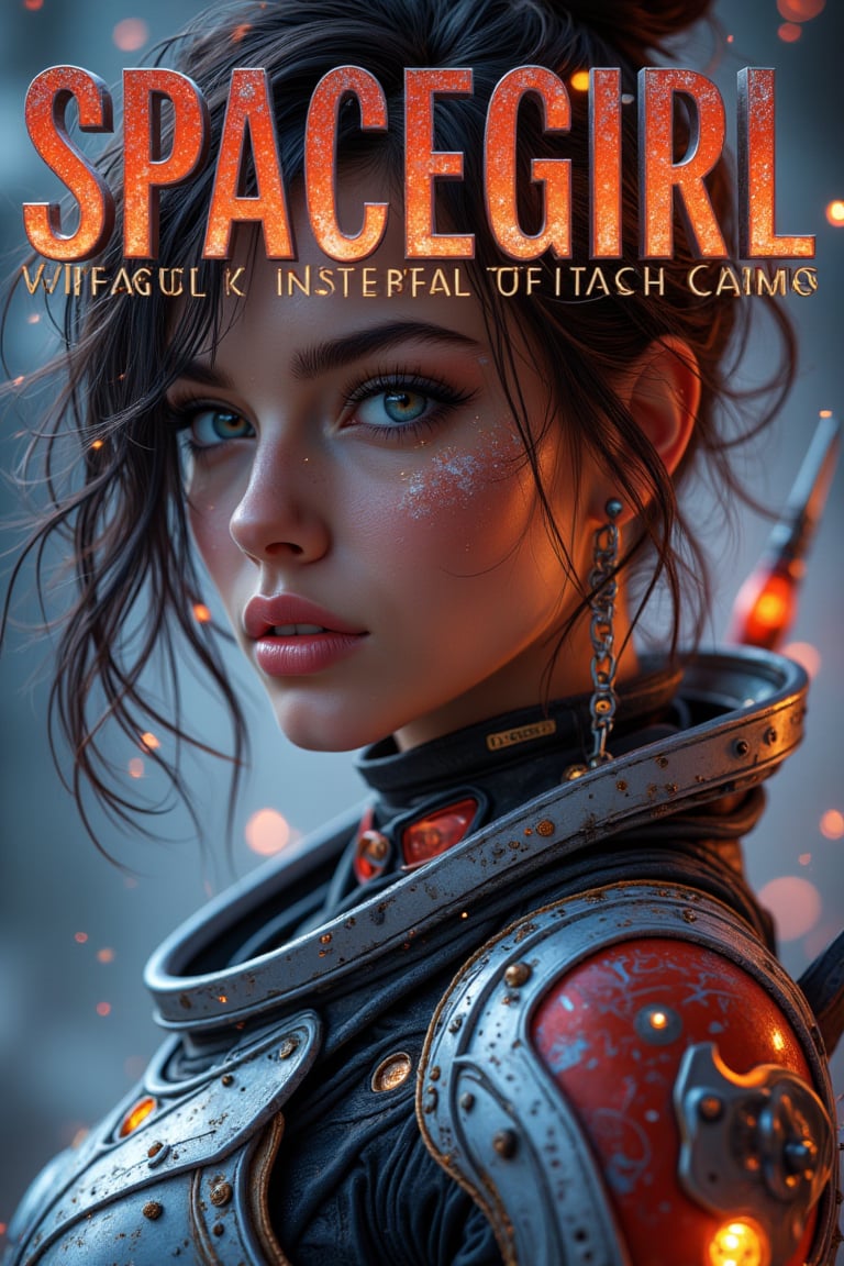 A magazine cover with the text “Spacegirl: Galactic Heroines”. The text has a very dynamic font.