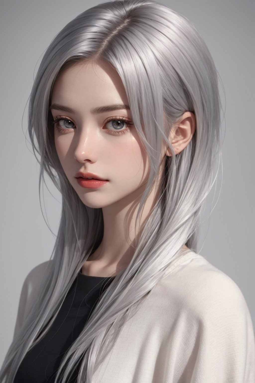 grey background Gray hair,1 girl