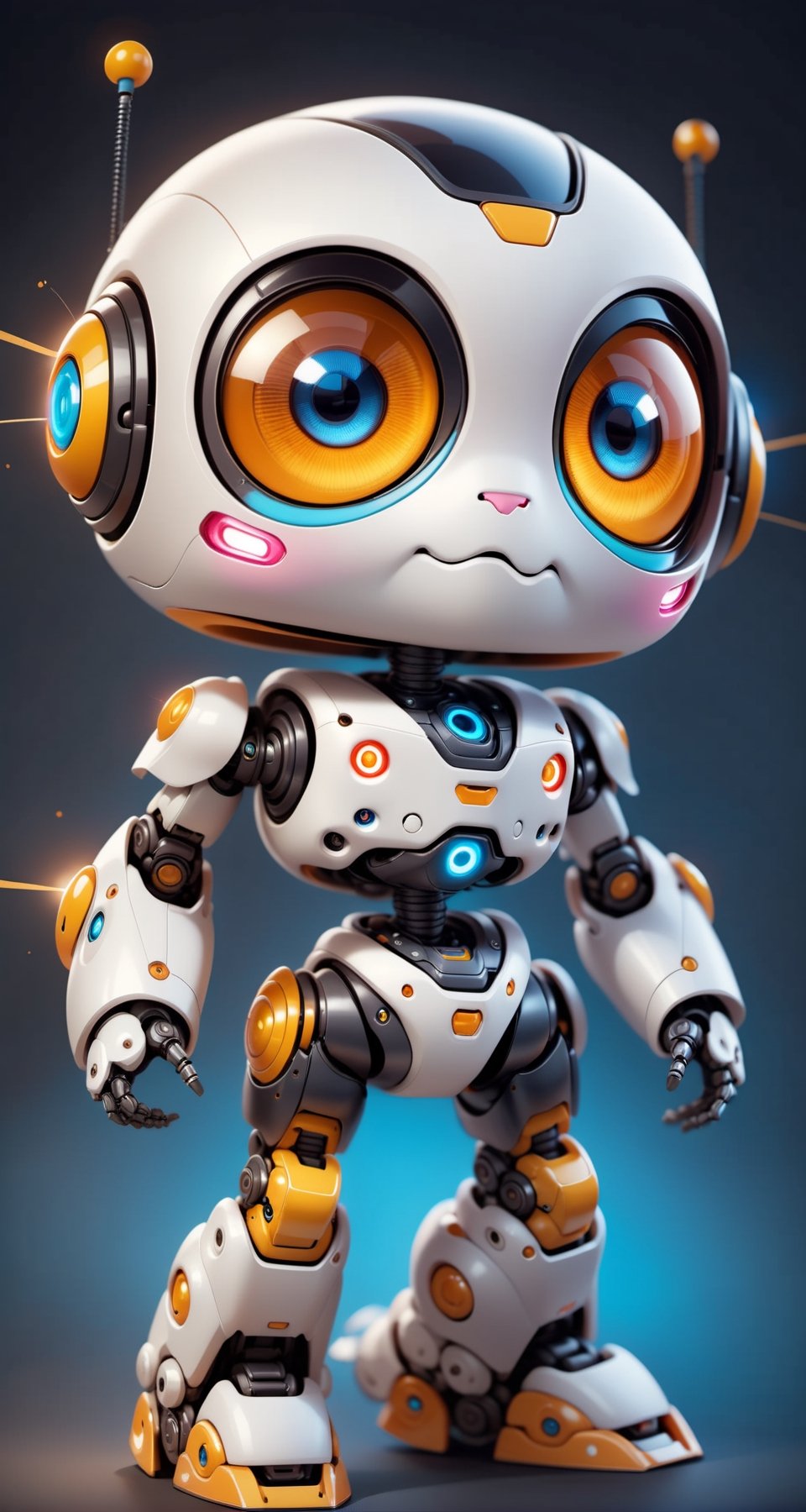 Imagine a cute little robot with a small, monitor-like face and a very small yet adorable body, cheerfully saying hi to the viewer. Envision a super cute image that embodies the charm of technology in a tiny, endearing package, bringing a smile to anyone who sees it,moonster,Xxmix_Catecat,Sexy,3D Render Style