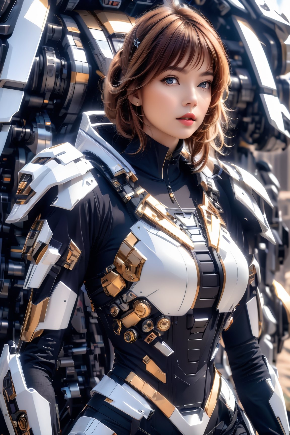 fierce beauty ((full body)), her brown hair with blonde highlights on her bangs cascading down the side of her face and shoulders, standing inside of a MECH suit, (masterpiece, top quality, best quality, official art, beautiful and aesthetic:1.2), (1girl), extreme detailed,(fractal art:1.3),colorful,highest detailed,zoomout,perfecteyes, random hairstyle
,alluring_lolita_girl,RedHoodWaifu,beautymix,futurecamisole,mecha,xxmix_girl,Movie Still,Film Still,Wearing edgTemptation,Cinematic,p3rfect boobs,skirtlift,cleavage,Cinematic Shot,Cinematic Lighting,aesthetic portrait,photo r3al,cyborg style,korean girl