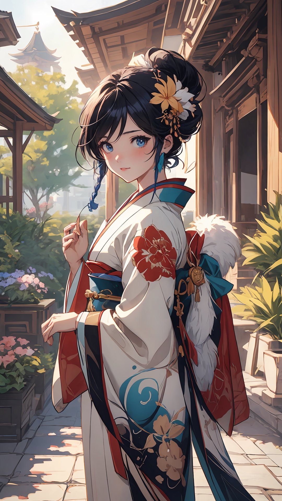 anime girl in a kimono outfit standing in a garden, artgerm and atey ghailan, beautiful character painting, onmyoji detailed art, palace , a girl in hanfu, artwork in the style of guweiz, ross tran style, extremely detailed artgerm, rossdraws sakimimichan, style of artgerm, style artgerm, outline ,midjourney,oda non
,ventidef