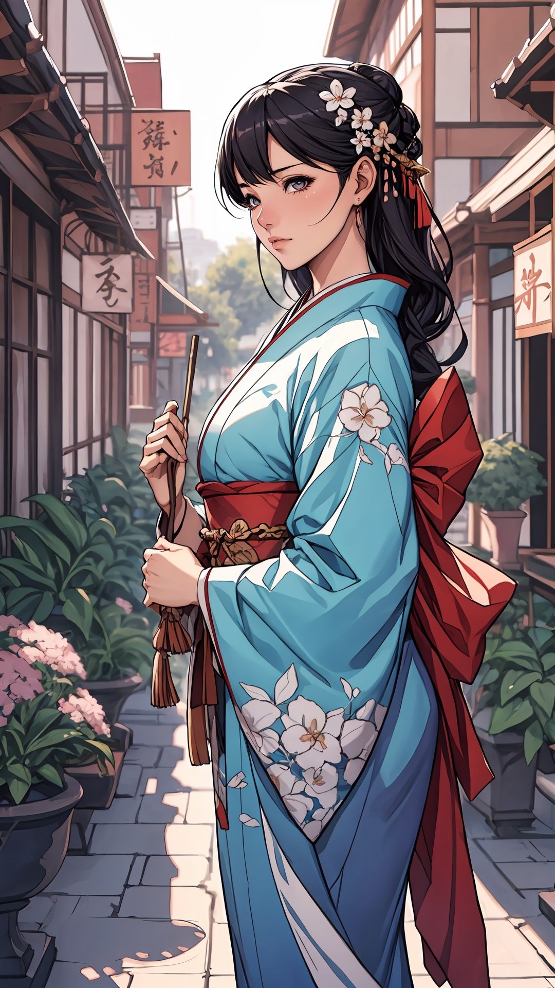 anime girl in a kimono outfit standing in a garden, artgerm and atey ghailan, beautiful character painting, onmyoji detailed art, palace , a girl in hanfu, artwork in the style of guweiz, ross tran style, extremely detailed artgerm, rossdraws sakimimichan, style of artgerm, style artgerm, outline ,midjourney,oda non
