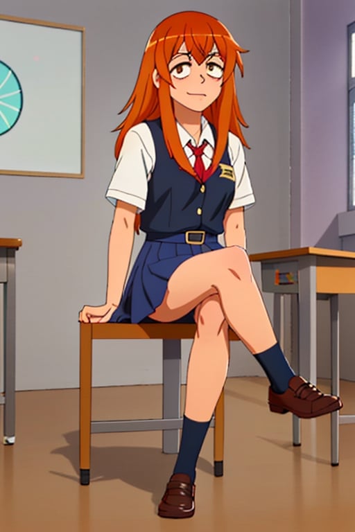 gamou_maki best quality, masterpiece school_uniform school_shoes crossed_legs 