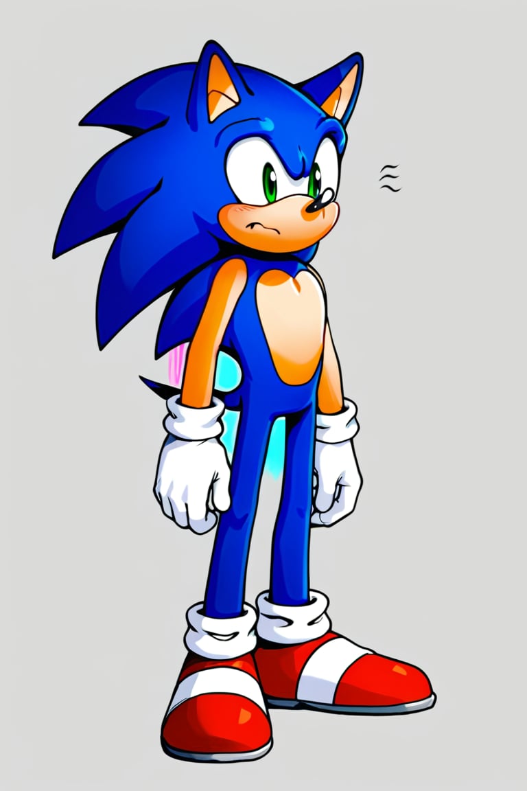 Sonic the Hedgehog, full body,worried_expression,male 

blank grey background,Sonic, high_res, high_resolution, detailed, video_game, standing_up,SFW, cartoon, toon (style)