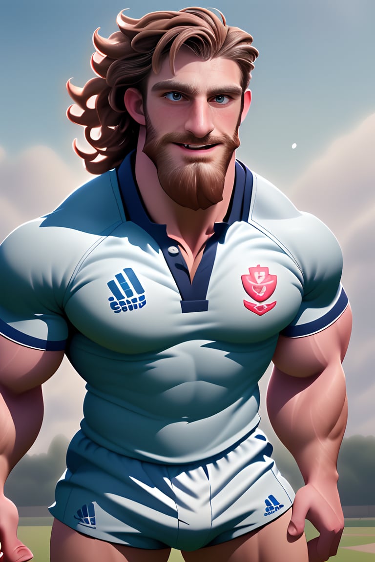 (masterpiece, only realistic, high quality), image of a handsome masculine manly Welsh man called Herin, medium hair, brown hair, beard, wearing well-rendered rugbywear, outdoors, highres image scan, associated press, uhd, matte, exceptional, epic,herin