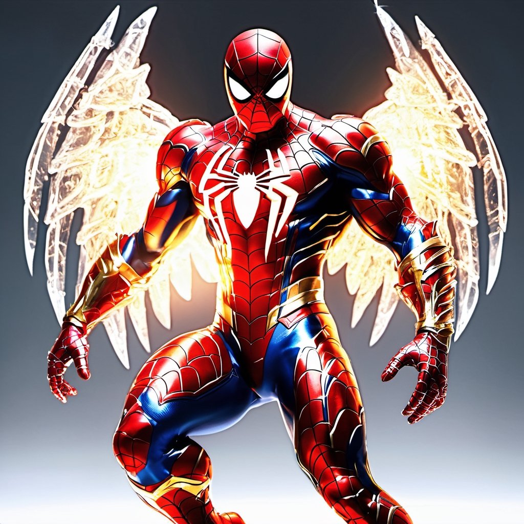 Realistic
Description of a [WHITE SPIDERMAN with WHITE wings] muscular arms, very muscular and very detailed, dressed in full body armor filled with red roses with ELECTRIC LIGHTS all over his body, bright electricity running through his body, full armor, letter medallion . H, H letters all over uniform, H letters all over armor, metal gloves with long sharp blades, swords on arms. , (metal sword with transparent fire blade).holding it in the right hand, full body, hdr, 8k, subsurface scattering, specular light, high resolution, octane rendering, field background,4 ANGEL WINGS,(4 ANGEL WINGS ), transparent fire sword, golden field background with red ROSES, fire whip held in his left hand, fire element, armor that protects the entire body, (SPIDERMAN) fire element, fire sword, golden armor, medallion with the letter H on the chest, WHITE SPIDERMAN, open field background with red roses, red roses on the suit, letter H on the suit, muscular arms,neon photography style