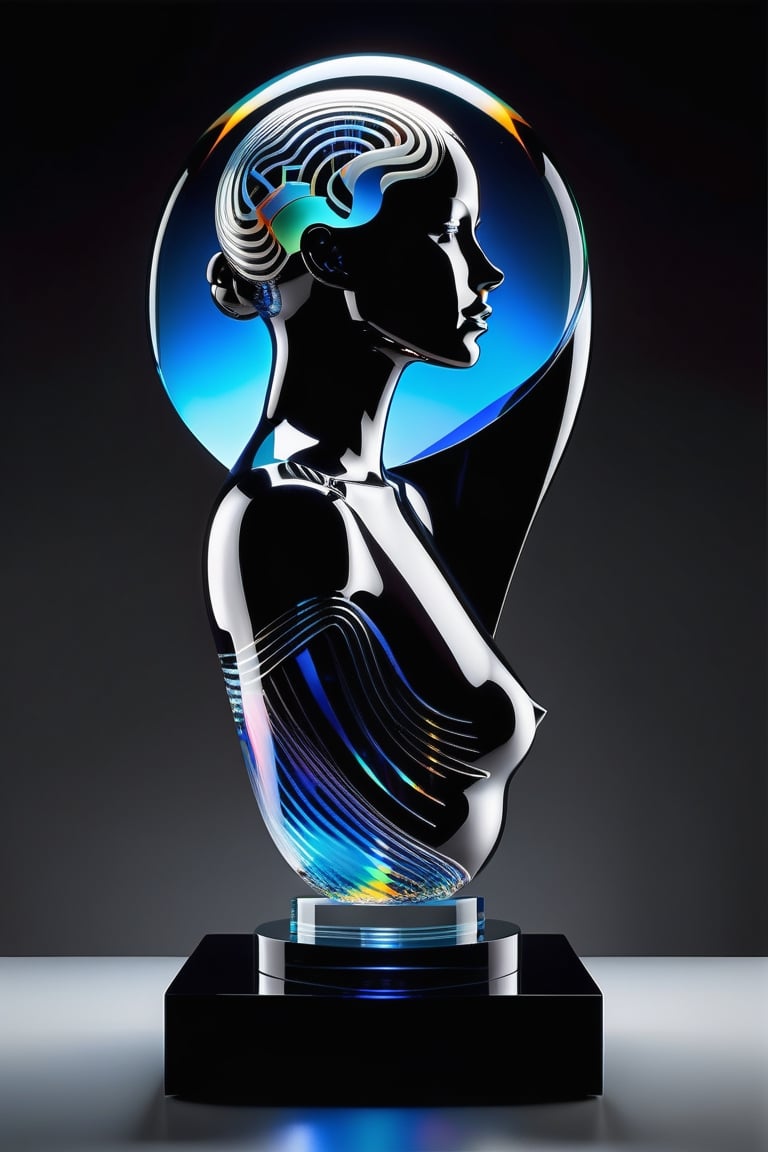 glass sculpture, full body,

glass art,

Holographic screen showing brain wave graphs.

molecular structures,

and calming geometric patterns,

with a modern minimalist interface,

super high quality model woman,

beautiful highly detailed crystal face,

by Jacob Lawrence,

perfect composition,

Beautiful, detailed, intricate and incredibly detailed octane rendering that is trending on artstation,

8k art photography,

photorealistic conceptual art,

Soft natural volumetric cinematic perfect light.