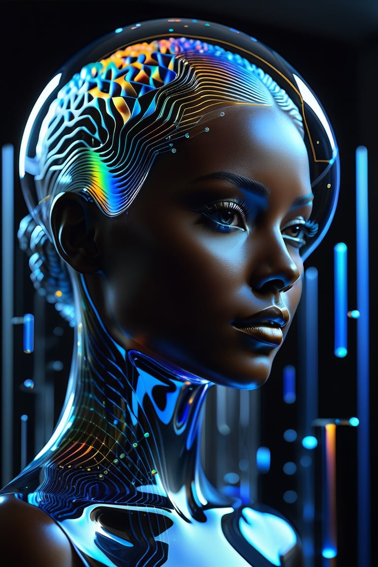 glass sculpture, full body,

glass art,

Holographic screen showing brain wave graphs.

molecular structures,

and calming geometric patterns,

with a modern minimalist interface,

super high quality model woman,

beautiful highly detailed crystal face,

by Jacob Lawrence,

perfect composition,

Beautiful, detailed, intricate and incredibly detailed octane rendering that is trending on artstation,

8k art photography,

photorealistic conceptual art,

Soft natural volumetric cinematic perfect light.,ohwx woman