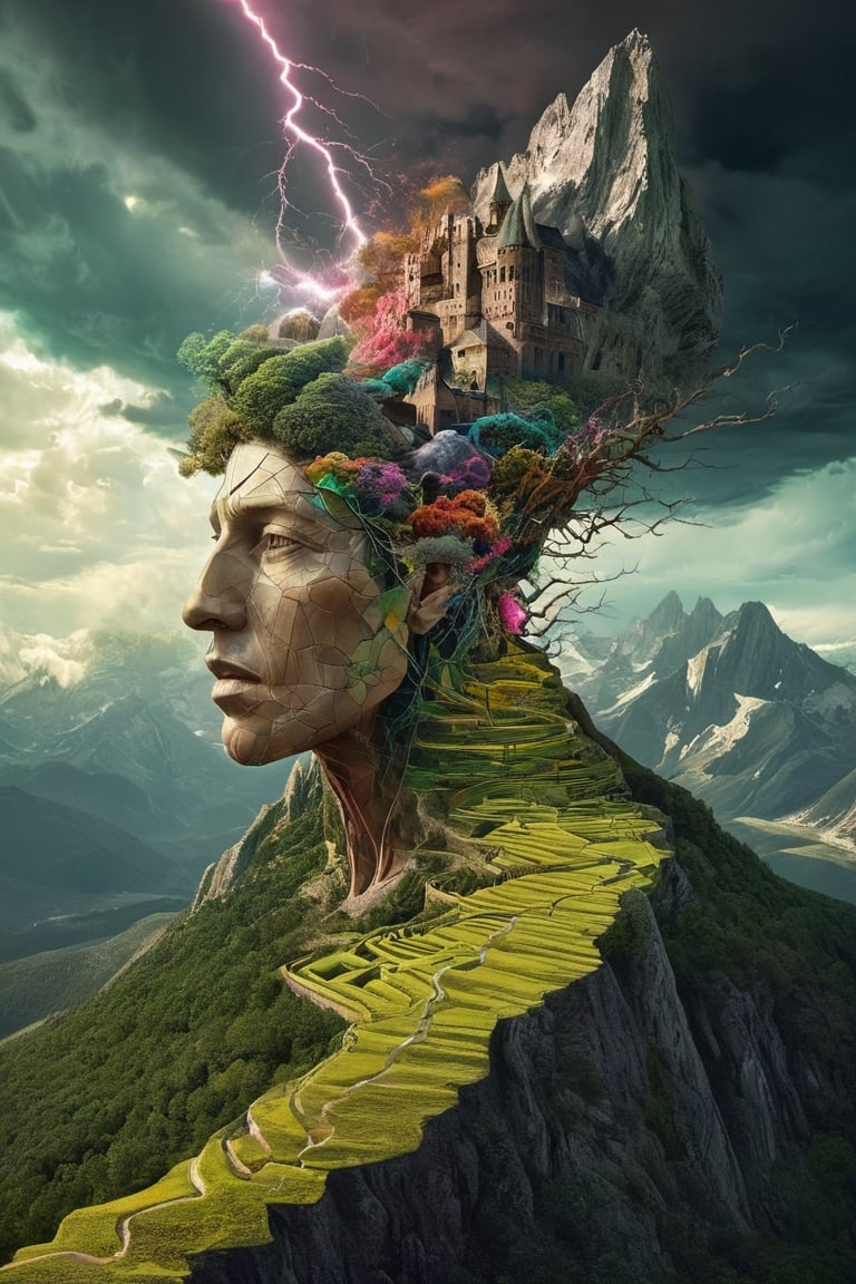 Cosmic god, 

Over the Mountains., 

fantasy art, 

concept art, 

surrealism, 

renaissance painting, 

space, 

cosmic, 

colorful, 

galactic, 

thunderstorm, 

mysterious, 

entangled, 

vibrant, 

rococo, 

hyperrealism, 

flemish baroque, 

glowing neon Alberto Seveso, 

Igor Morski, 

Beksinski, 

Picasso, 

Broken t, 

maze Background, 

Stunning, 

Something That Even Doesn't Exists"", 

ultra hd, 

realistic, 

vivid colors, 

highly detailed, 

UHD drawing, 

pen and ink, 

perfect composition, 

beautiful detailed intricate insanely detailed octane render trending on artstation, 

8k artistic photography, 

photorealistic concept art, 

soft natural volumetric cinematic perfect light