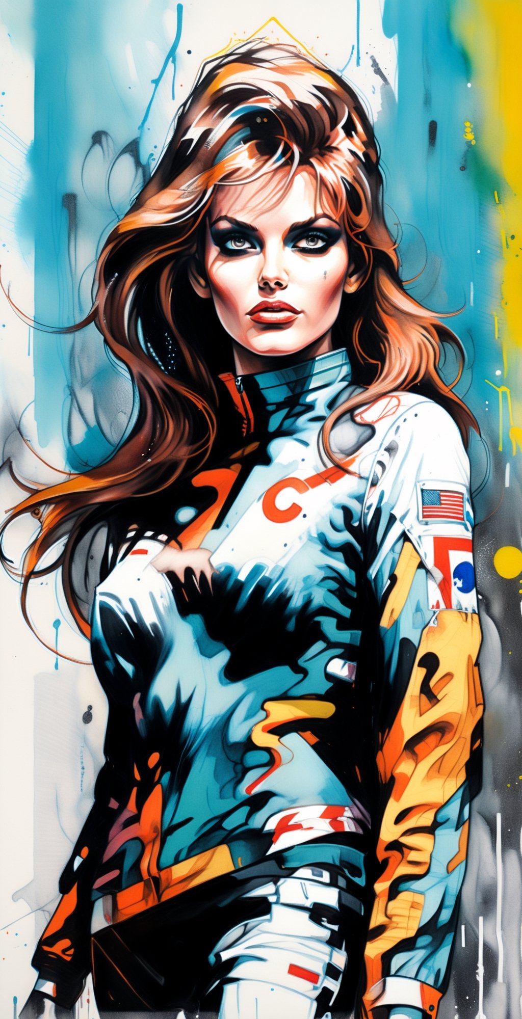 (a drawing:2) of (25 year old) Raquel Welch,
dynamic pose, (full body:1), wearing retro-futuristic sci-fi adventurer outfit styled by Calvin Klein, bold outlines,
exploring  underground radio station, pirate broadcasts, encrypted messages, rebel voices
BREAK
Agnes Cecile, Carne Griffiths, James Jean, Alpo Jaakola,
2d, comic cover art, poster art, psychedelic art, pop surrealism, an ultrafine detailed painting, detailed background, intricate details, black ink wash background,
walking in an idustrial area, concrete wall, metal panels, chain link fence, shadows, distressed scratched patina textures, puddle in the street




 ,more detail XL